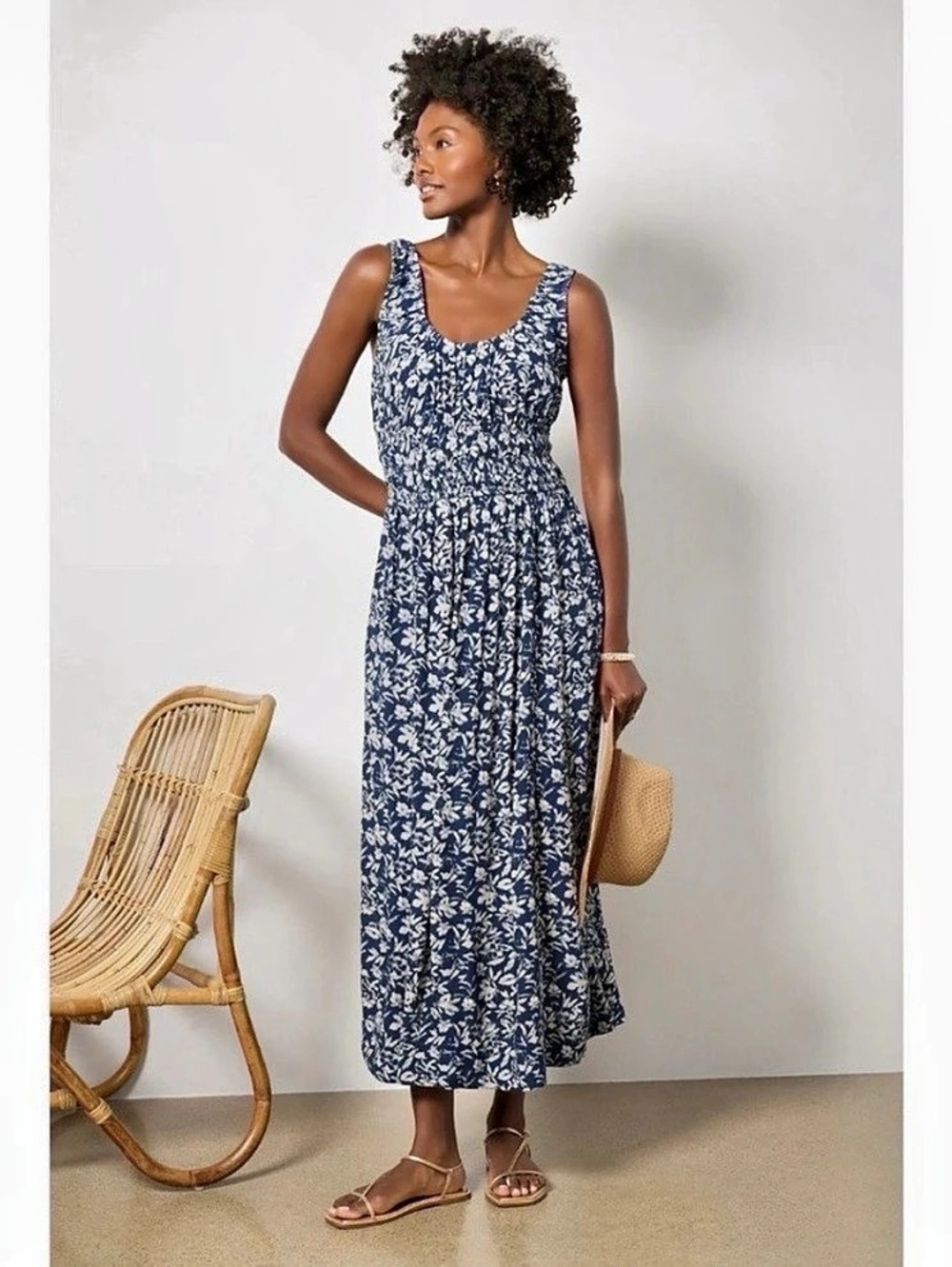 Faherty Sunseeker Dress in Juniper Ikat Floral